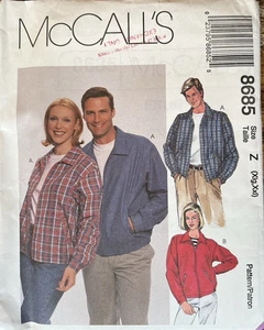 McCalls 8685 Unisex BOMBER JACKET Lightweight Zip-up sewing pattern xl/xxl UNCUT - Picture 1 of 2