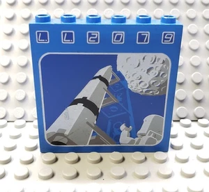 LEGO Blue 1x6x5 Brick with LL2079 Rocket and Moon Space Pattern - Picture 1 of 1