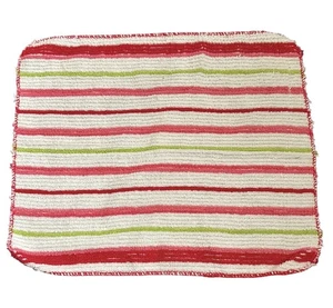 Toalla de trapo de plato de mano vintage cocina a rayas rojo rosa verde blanco paño de rizo 11" - Imagen 1 de 3