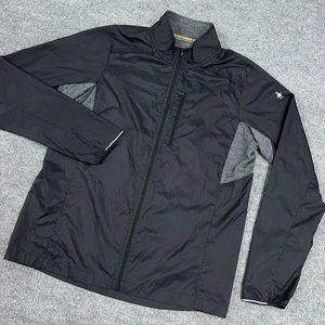 Smartwool Jacket Men Large Black Gray Merino Sport Ultra Light Full Zip Wind - Picture 1 of 12