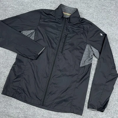 Smartwool Jacket Men Large Black Gray Merino Sport Ultra Light Full Zip Wind - Image 1 of 4