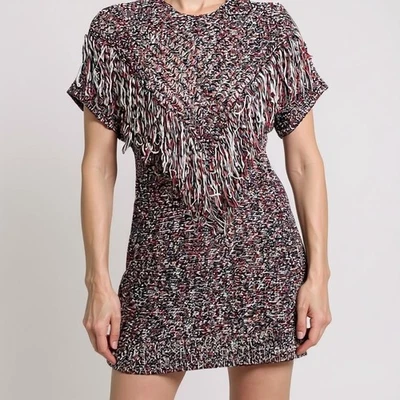 ASOS DESIGN Fringed Short Sleeve Mini Sweater Dress Size 4 - Image 1 of 4