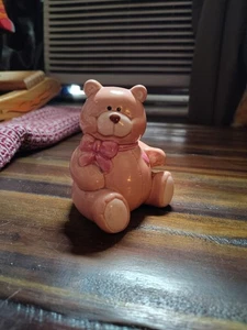 Vintage ROSA Teddybär🧸 BABYPUDER Spender KINDERZIMMER Dekor Waschtisch KOREA - Bild 1 von 5