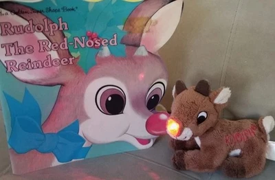 Dandee Rudolph The Red Nosed Reindeer Singing Plush Light Up Nose +VTG Book 1972 - Image 1 of 4