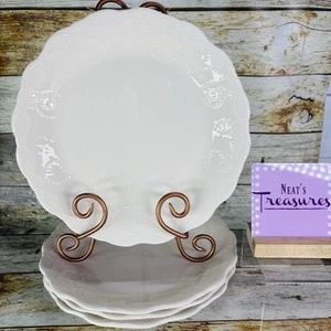The Pioneer Woman COWGIRL LACE LINEN Scallop White Emboss Stoneware Dinner Set 4 - Picture 1 of 18