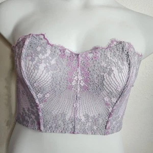 Victorias Secret Pink/Purple Floral Lace Bustier Size Large - Picture 1 of 4