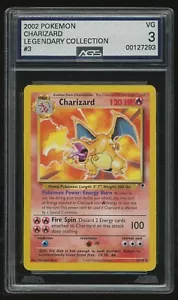 2002 Pokemon Legendary Collection Charizard #3 AGS 3 VG - Picture 1 of 2