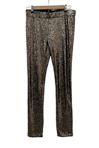 May & July Gold Sequin Party Glam Stretch Pull On Tapered Legs Pants Women M - Picture 1 of 11