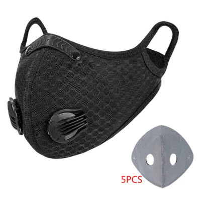 Cycling Mask Half Face with Filter Dual-valve Breathable Bike Mask Anti-droplets - Image 1 of 4