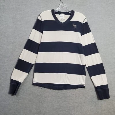 Camisa Abercrombie & Fitch Hombre Mediana Azul Rayas Y2K Músculo Logo Alce Foto 1 de 4