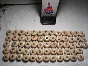 Lot of 63 Vintage Cream Tan Porcelain Cabinet Door Knobs / Drawer Pulls 1 1/8" - Picture 1 of 6