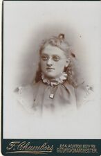 VICT.CABINET PHOTO. LOVELY IMAGE YOUNG LADY/SPECS/LONG HAIR/LOCKET/LACE. BESWICK