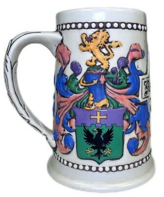 Taza de cerámica Texas Renaissance DragonSlayer Stein 1990 TRF brazos de escudo Foto 1 de 4