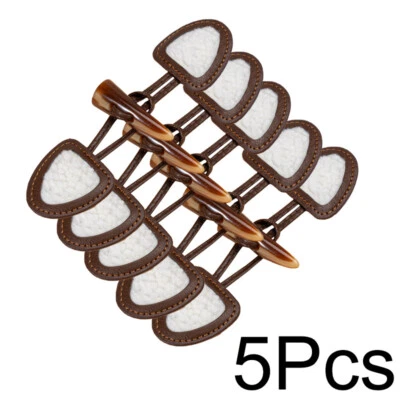 5x Vintage PU Leather Sew-On Toggles with Resin Horn Button for Coat Clothing - Image 1 of 4