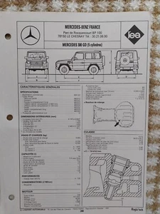 MERCEDES 300 GD 3.0 Diesel 4x4 Moteur OM 617 931 Fiche Technique Regla tech 1991 - Picture 1 of 3