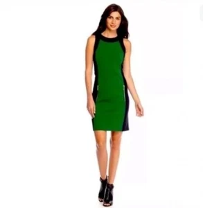 Size Large Michael Kors Colorblock Ponte Shift Dress W/Pockets Gold Zippers - Picture 1 of 8