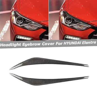 2PCS For Hyundai Elantra 2017-2018 Carbon Fiber Headlight Eyebrow Eyelids Cover Foto 1 de 4