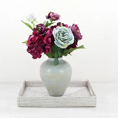 NEW Tight Woven Rectangle Rattan Tray for Luxury Homes- Medium, Whitewash - Image 1 of 4