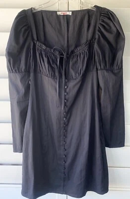 Urban Outfitters Eggie Women XS Mini black long sleeve peasant Gothic Punk dress - Image 1 of 4