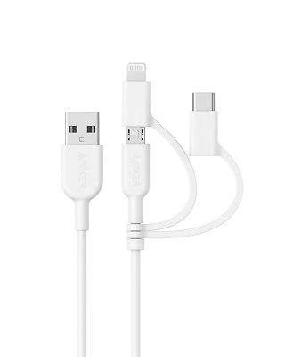 Кабель Anker Powerline II 3 в 1, сертифицированный MFI кабель Lightning/тип C/Micro USB - Изображение 1 из 4