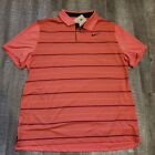 Nike Golf Tiger Woods Collection Striped Polo DR5318 850 Red Ember Glow Sz XXL