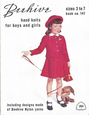 Tejidos a mano colmena para niños y niñas Nº147 tallas 3-7, 1951 vintage Foto 1 de 2