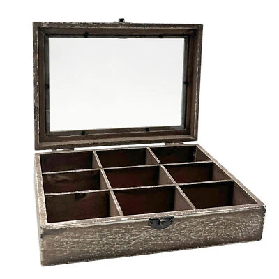 Teebeutel Organizer Holz Dunkelbraun ca. 24 cm Küche Büro Teebox Geschenk  - Bild 1 von 4
