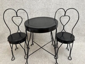 Doll Ice Cream Parlor Chair and Table Set, Antique, SKU# 19 - Picture 1 of 11