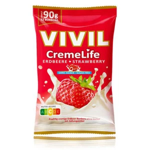 Vivil Creme Life Erdbeer fruchtige Lutschbonbons zuckerfrei 90g - Picture 1 of 1