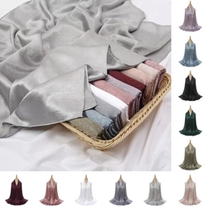 Pañuelo De Seda De Satén Pañuelo De Cabeza Velo De Mujer Musulmán Pañuelo Scarf - Picture 1 of 33