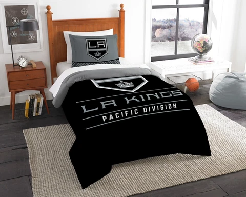 Los Angeles Kings "Draft” Twin Comforter & Sham Set Official NHL Cover