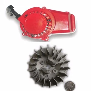 Red PULL START STARTER + Flywheel 2 Stroke 49cc POCKET MINI DIRT Bike ATV QUAD - Imagen 1 de 7