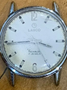 Vintage Swiss Made Lanco 17 Jewels Mechanical Gents Watch Head - Working - Picture 1 of 7