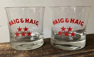 Set Of 2 RARE 1950's Haig & Haig Five Star Scotch Whisky Glass Low Ball Tumblers - Picture 1 of 8