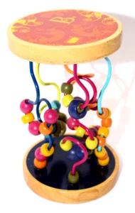 Vintage großes Beed Spielzeug wirbelnder Draht bunte Holzenden - Bild 1 von 8