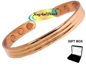 Magrelief B32 Magnetic Copper Bangle with Lines - Picture 1 of 1