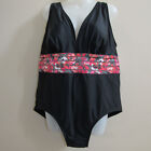Nwt Time And Tru Black With Sheer Floral Middle One Piece Swim Suit Plus Sz 2x