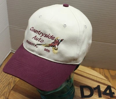 NWOT COUNTRYSIDE AUTO MINNEOTA, MINNESOTA HAT BEIGE/BURGUNDY STRAPBACK D14 - Image 1 of 3