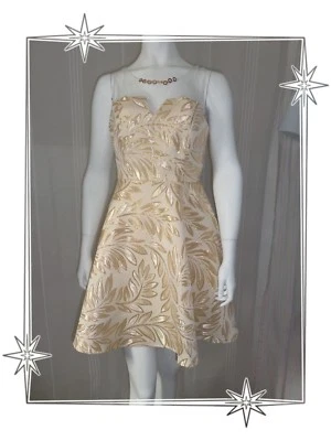 E - Robe Fantaisie Style Vintage Rockabilly Doré Oeuvre Taille M Neuve - Photo 1/4