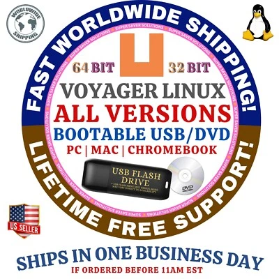VOYAGER LINUX OS 25.04 24.04 LTS ALL VERSIONS 64BIT USB, DVD LIVE, FULL INSTALL - Image 1 of 4