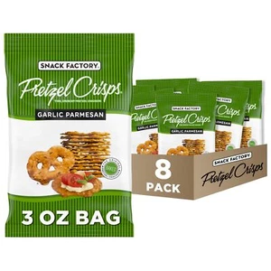 Snack Factory Pretzel Crisps Garlic Parmesan On-the-Go Bag 3 Oz Pack of 8 - Picture 1 of 8