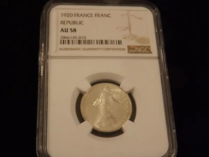 1920   Franc       FRANCE     NGC  AU 58 - Picture 1 of 2