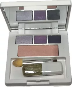 Clinique Blackberry Frost Plum Seduction Dark Denim Eye Shadow Trio Pink Blush - Picture 1 of 4