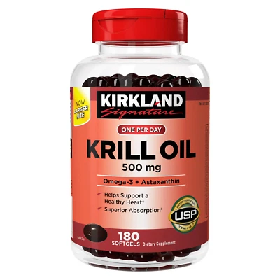 Aceite de krill Kirkland Signature 500 mg, 180 cápsulas blandas Foto 1 de 2