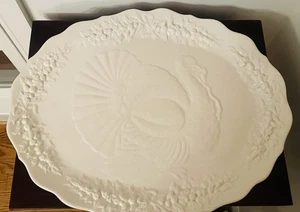 Vintage El Camino China 18” x 15 3/4” verziertes cremefarbenes Truthahn Tablett - Bild 1 von 8