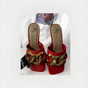 Bisou Square Toe Chain Mule Heel 5.5 M - Picture 1 of 3