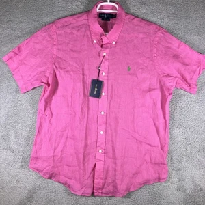 Camisa Ralph Lauren Calce Personalizado Rosa Lino Botón Para Hombres 2XL Ligera Cool Resort - Imagen 1 de 15