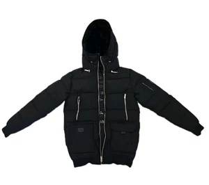 Chaqueta Parka de piel Supply & Demand para hombre talla mediana negra con bolsillos con cremallera - Imagen 1 de 11