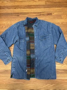 Vintage Wolverine Fleece Lined Denim Shirt Shacket Herren M Barn Chore Southwest - Bild 1 von 9