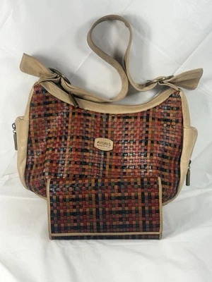 Vintage Avorio Leather Woven Hobo Bag Purse with matching wallet - Image 1 of 4